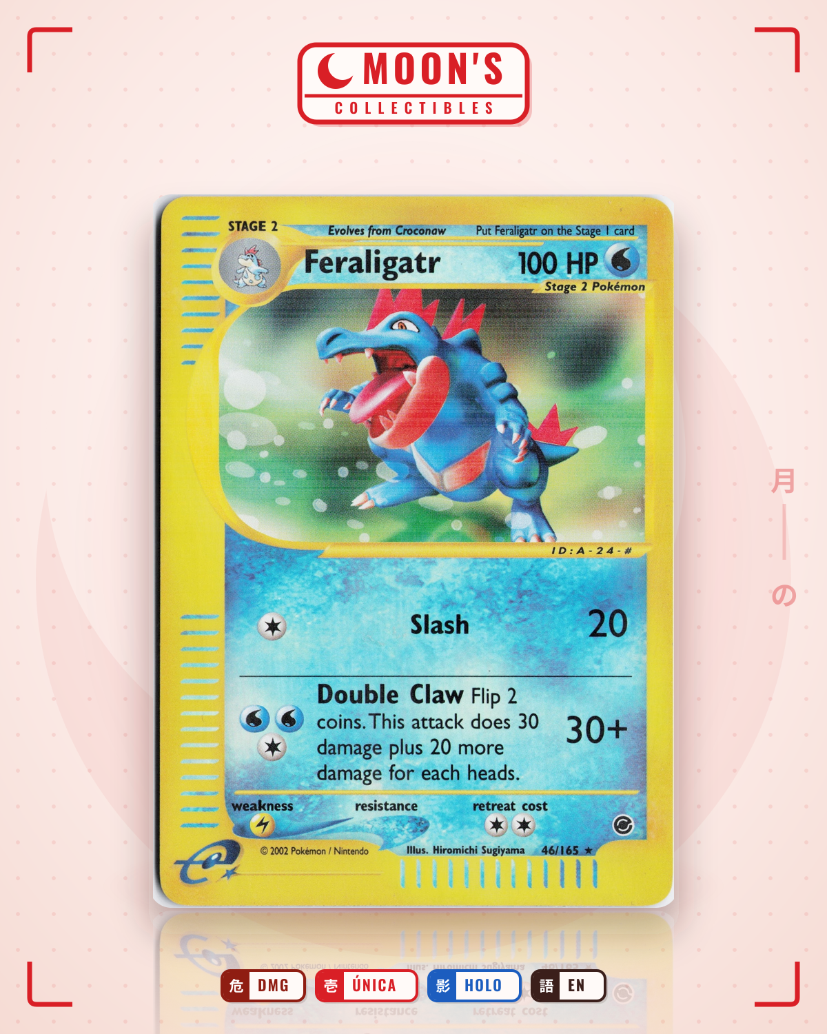 Carta Pokémon Feraligatr · Expedition Base Set #46/165 (DMG) — pieza única en Moon's Collectibles México