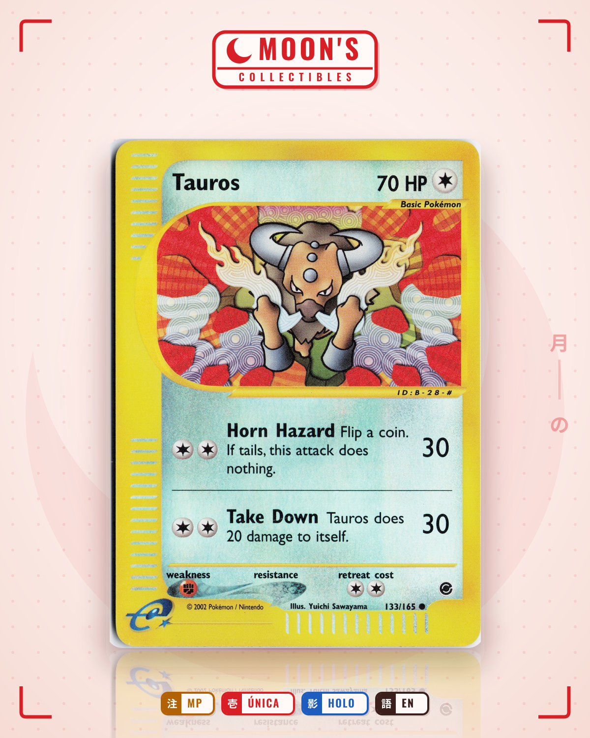 Carta Pokémon Tauros · Expedition Base Set #133/165 (MP) — pieza única en Moon's Collectibles México