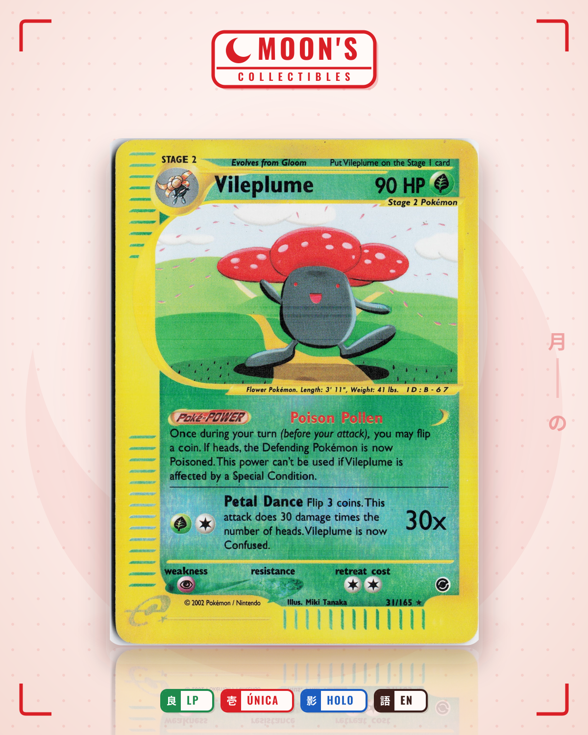 Carta Pokémon Vileplume · Expedition Base Set #31/165 (LP) — pieza única en Moon's Collectibles México