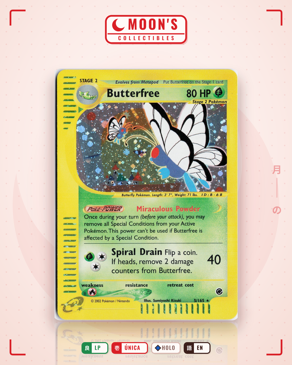 Carta Pokémon Butterfree · Expedition Base Set #5/165 (LP) — pieza única en Moon's Collectibles México