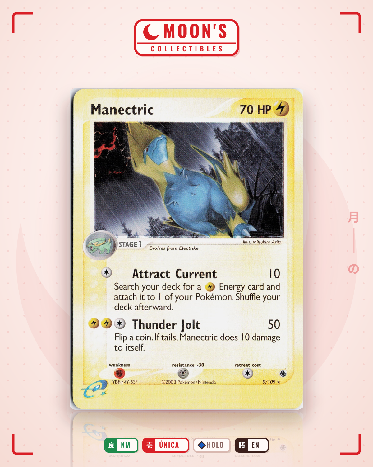 Carta Pokémon Manectric · Ruby & Sapphire #9/109 (NM) — pieza única en Moon's Collectibles México