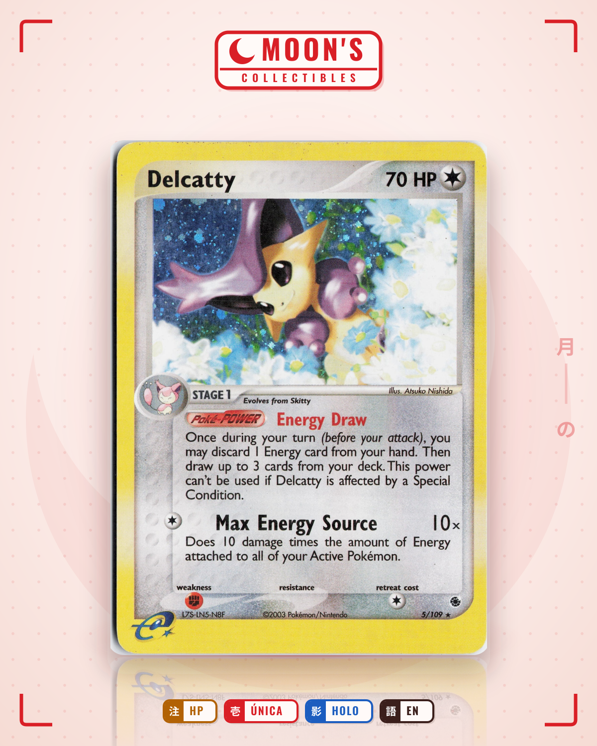 Carta Pokémon Delcatty · Ruby & Sapphire #5/109 (HP) — pieza única en Moon's Collectibles México