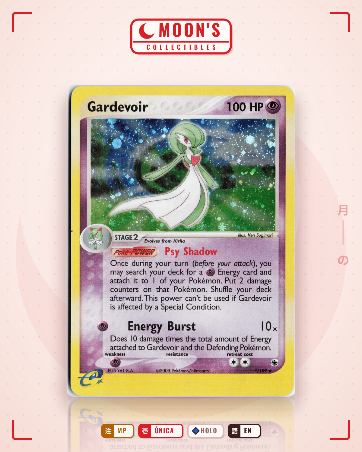 Carta Pokémon Gardevoir · Ruby & Sapphire #7/109 (MP) — pieza única en Moon's Collectibles México