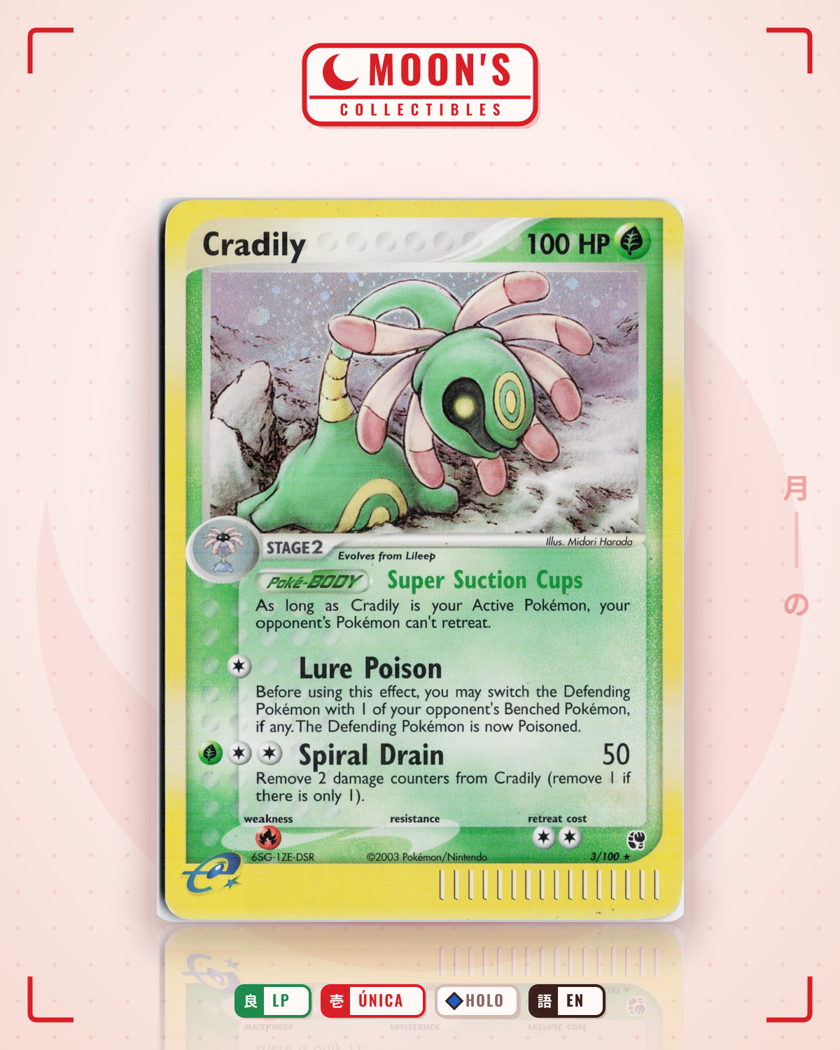 Carta Pokémon Cradily · Sandstorm #3/100 (LP) — pieza única en Moon's Collectibles México