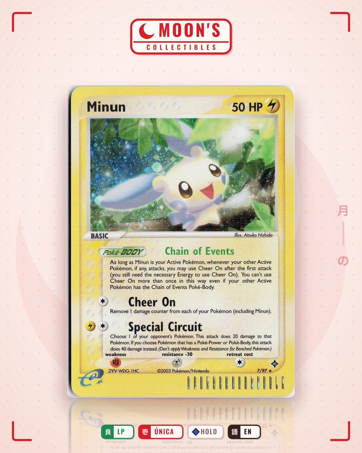 Carta Pokémon Minun · Dragon #7/97 (LP) — pieza única en Moon's Collectibles México
