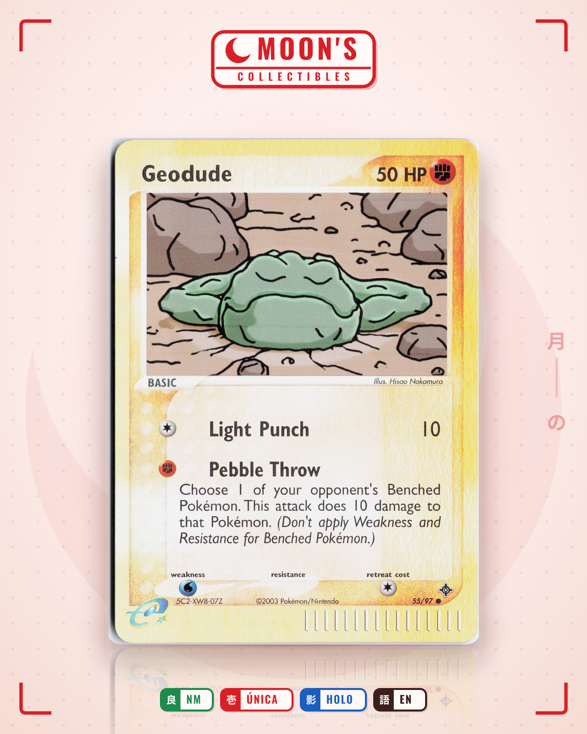 Carta Pokémon Geodude · Dragon #55/97 (NM) — pieza única en Moon's Collectibles México