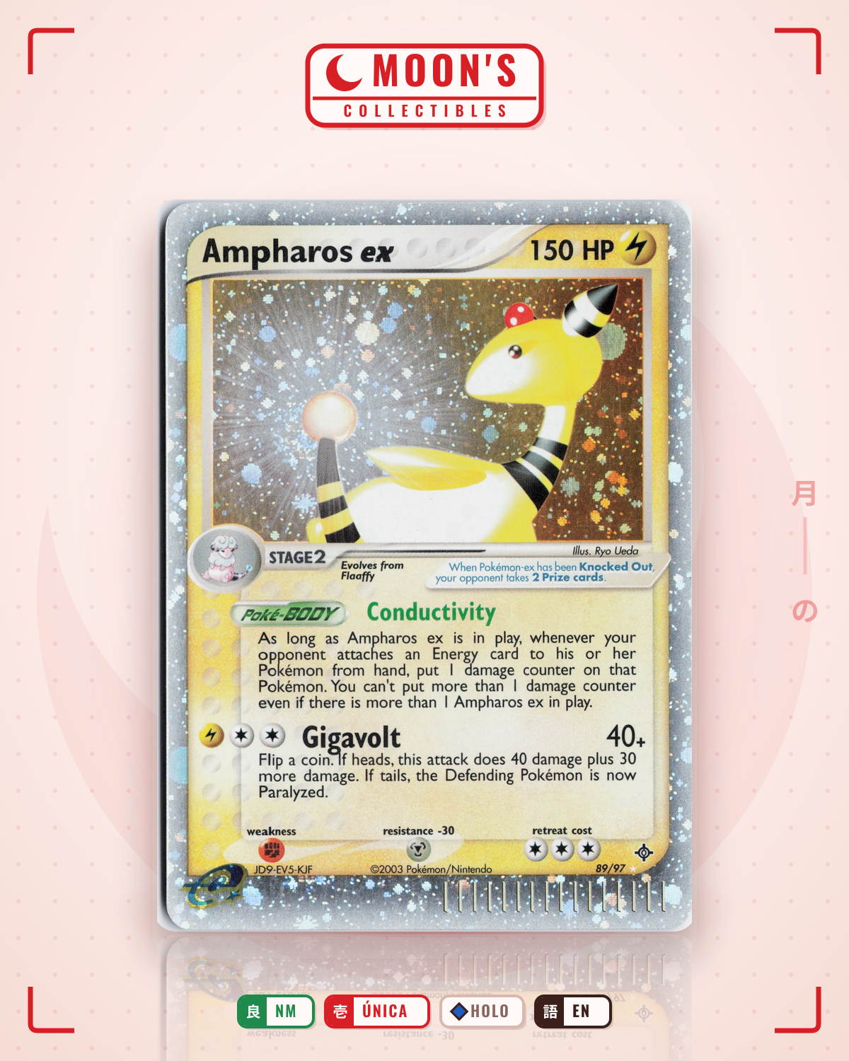 Carta Pokémon Ampharos ex · Dragon #89/97 (NM) — pieza única en Moon's Collectibles México