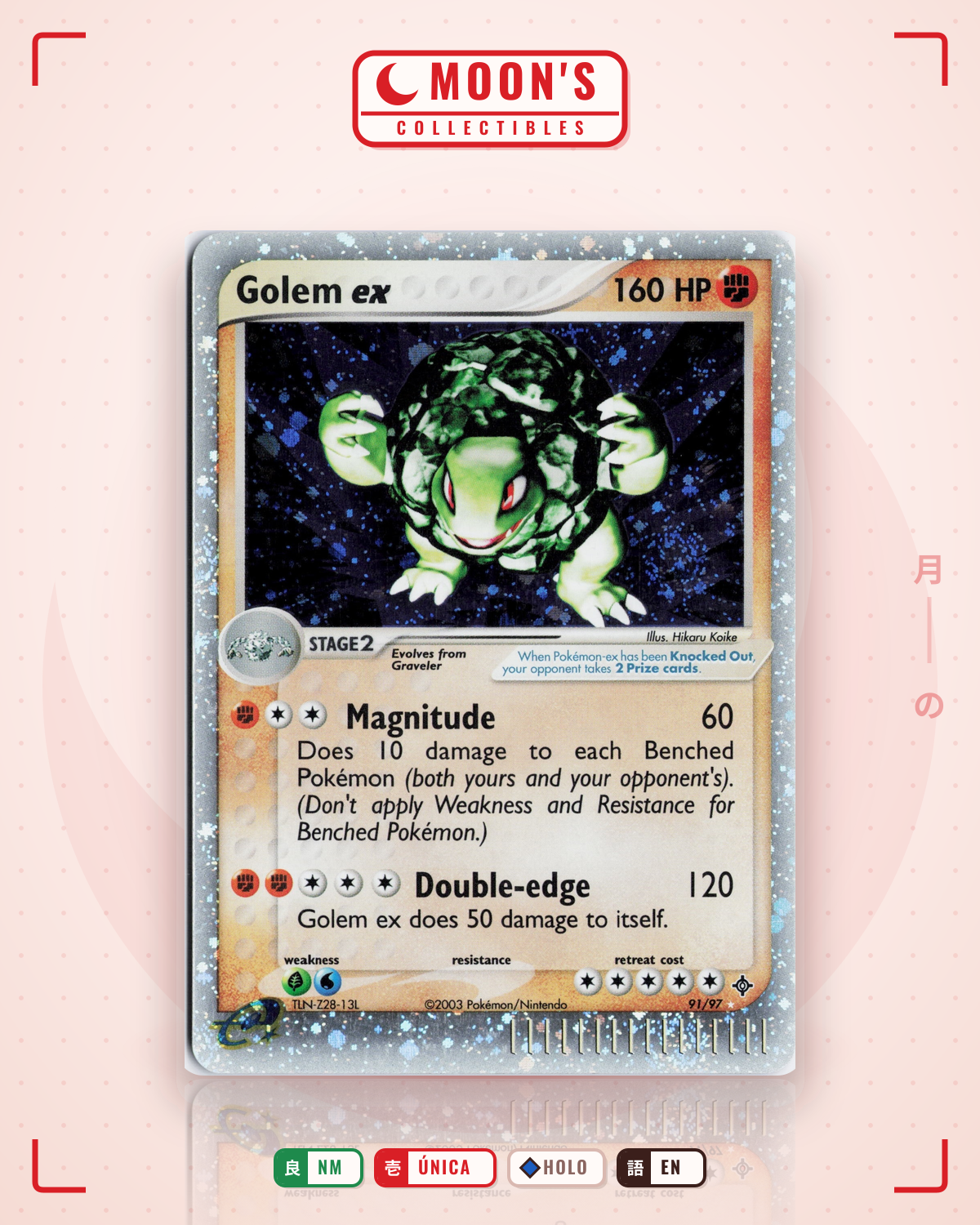 Carta Pokémon Golem ex · Dragon #91/97 (NM) — pieza única en Moon's Collectibles México
