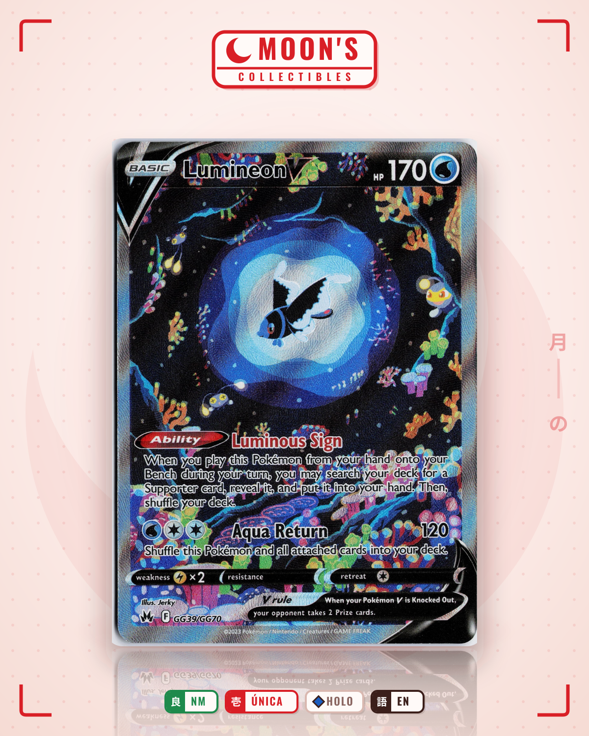 Carta Pokémon Lumineon V · Crown Zenith Galarian Gallery #GG39/GG70 (NM) — pieza única en Moon's Collectibles México