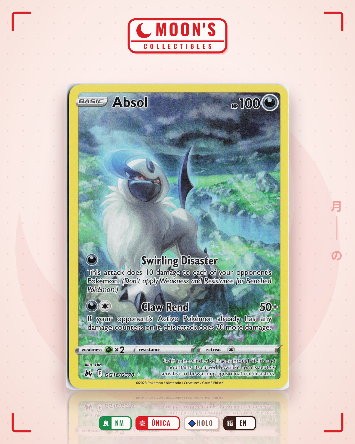 Carta Pokémon Absol · Crown Zenith Galarian Gallery #GG16/GG70 (NM) — pieza única en Moon's Collectibles México