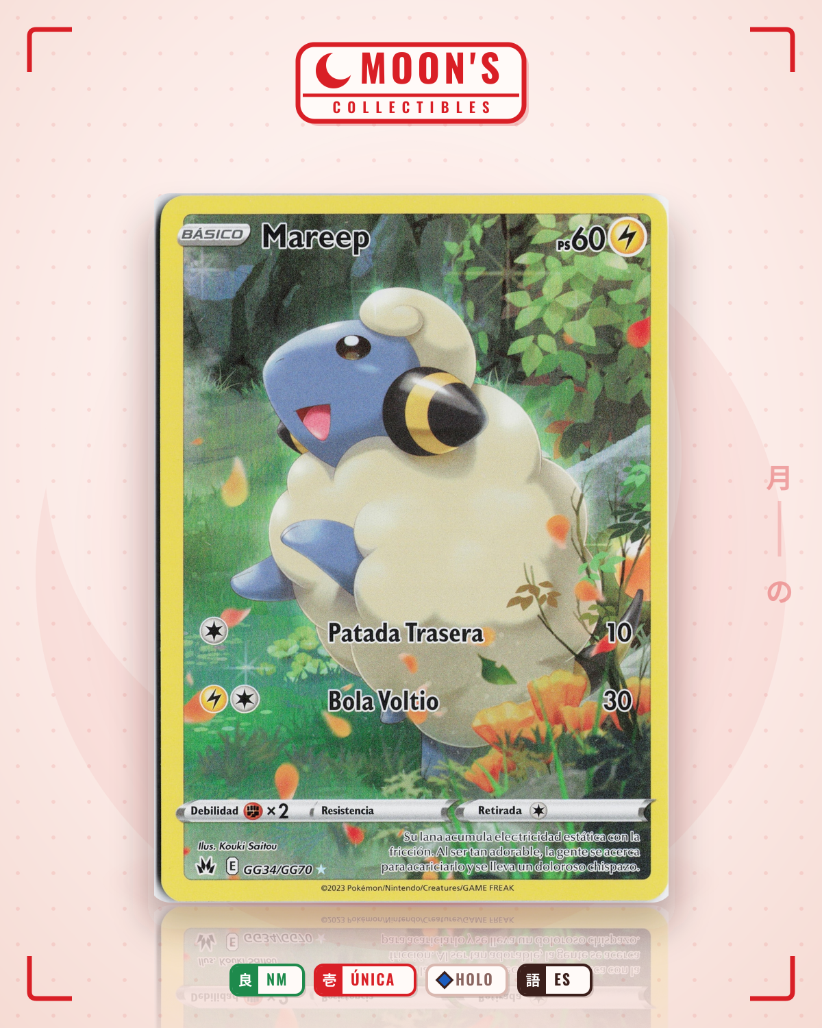 Carta Pokémon Mareep · Crown Zenith Galarian Gallery #GG34/GG70 (NM) — pieza única en Moon's Collectibles México