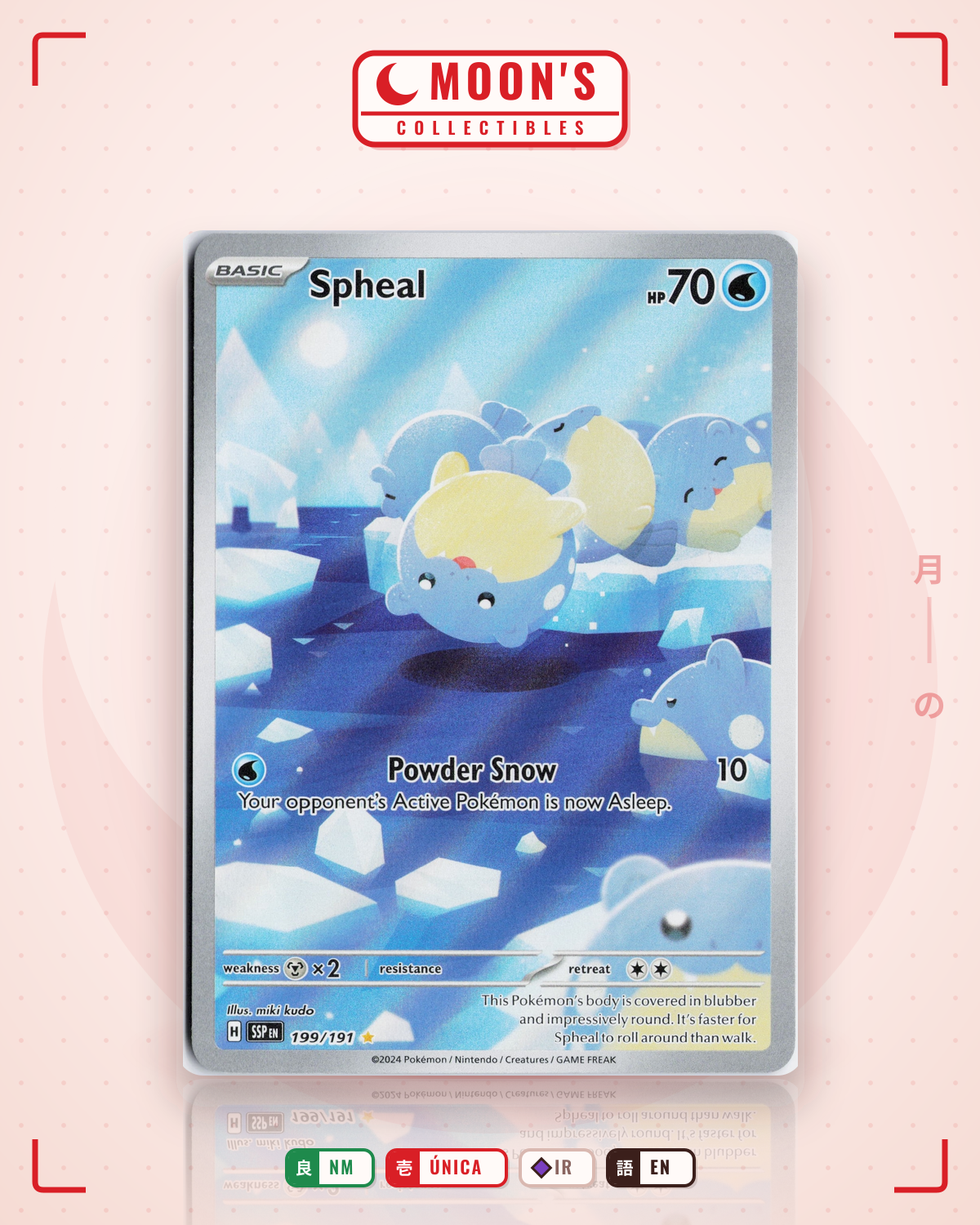 Carta Pokémon Spheal · Surging Sparks #199/191 (NM) — pieza única en Moon's Collectibles México