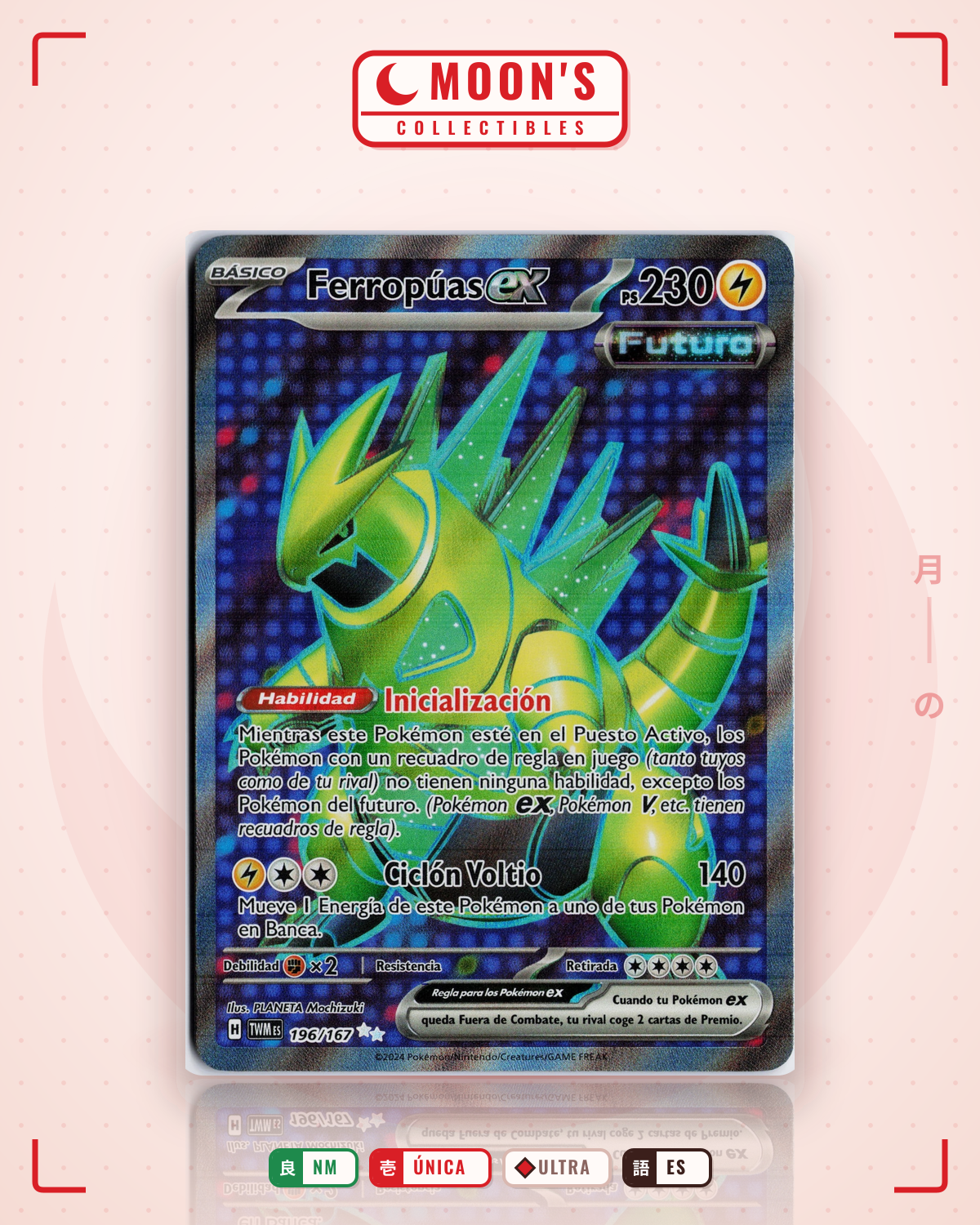 Carta Pokémon Iron Thorns ex · Twilight Masquerade #196/167 (NM) — pieza única en Moon's Collectibles México