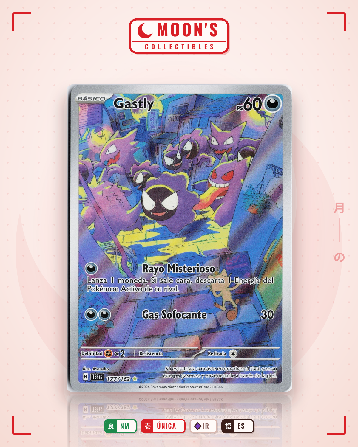 Carta Pokémon Gastly · Temporal Forces #177/162 (NM) — pieza única en Moon's Collectibles México