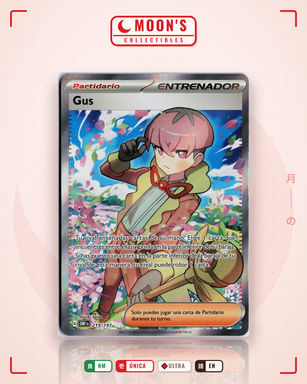Carta Pokémon Ortega · Obsidian Flames #219/197 (NM) — pieza única en Moon's Collectibles México