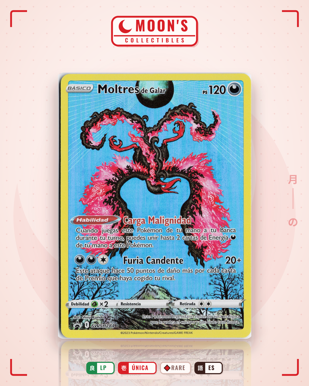 Carta Pokémon Moltres · SWSH Black Star Promos #SWSH185 (LP) — pieza única en Moon's Collectibles México