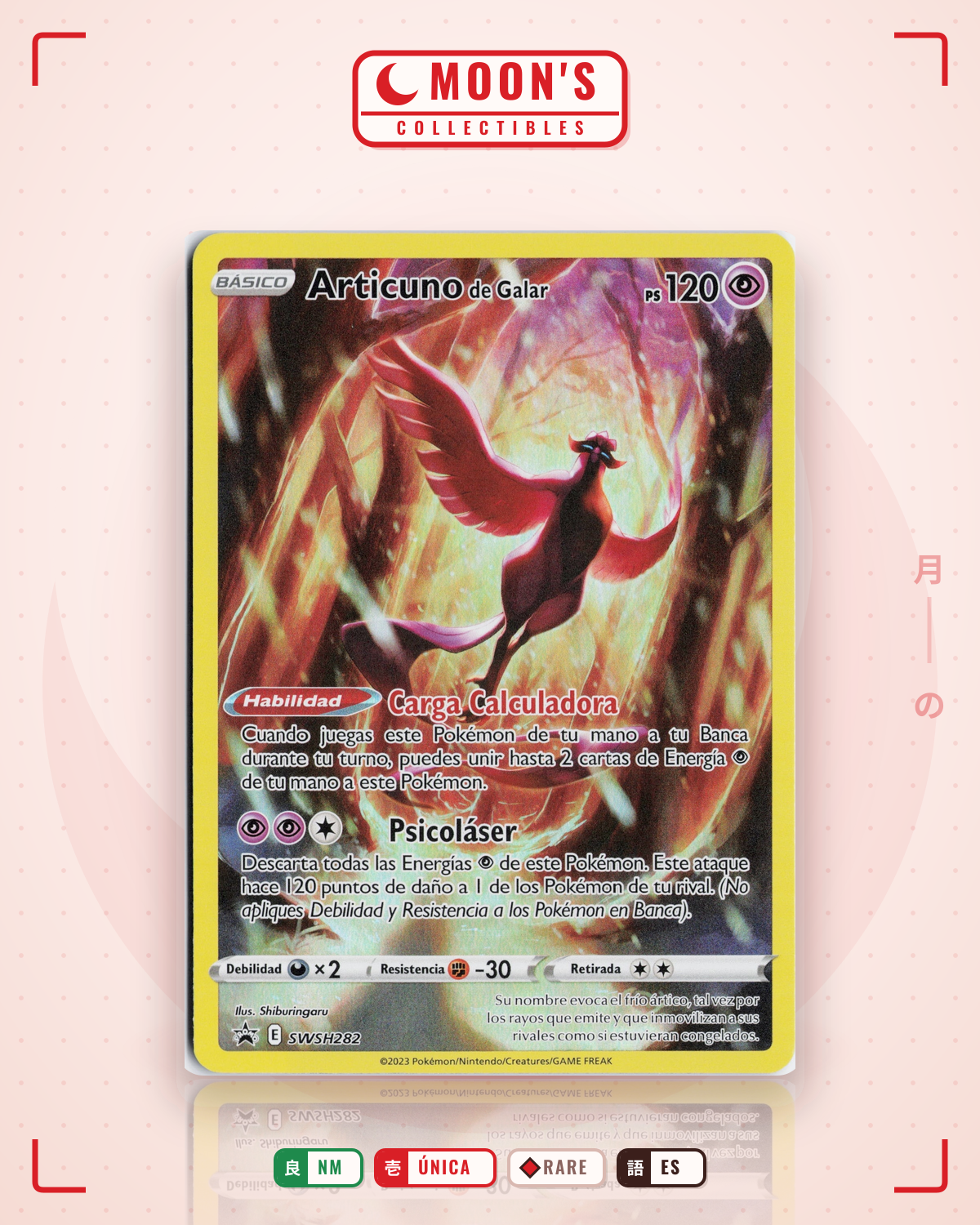 Carta Pokémon Galarian Articuno · SWSH Black Star Promos #SWSH282 (NM) — pieza única en Moon's Collectibles México