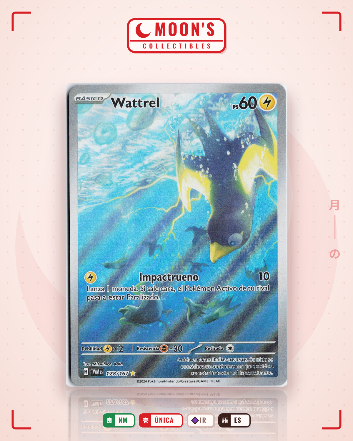 Carta Pokémon Wattrel · Twilight Masquerade #178/167 (NM) — pieza única en Moon's Collectibles México