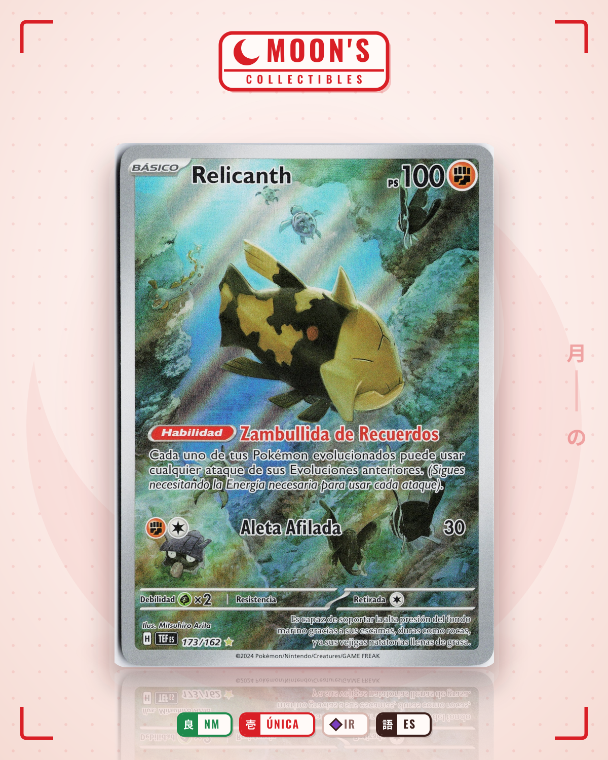 Carta Pokémon Relicanth · Temporal Forces #173/162 (NM) — pieza única en Moon's Collectibles México