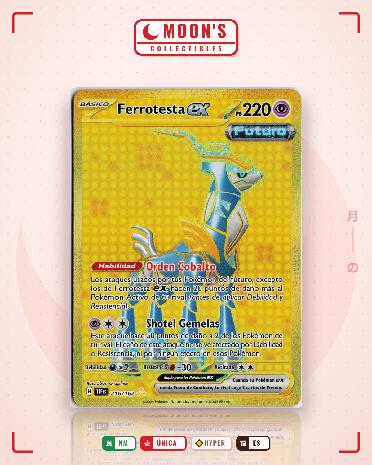 Carta Pokémon Iron Crown ex · Temporal Forces #216/162 (NM) — pieza única en Moon's Collectibles México