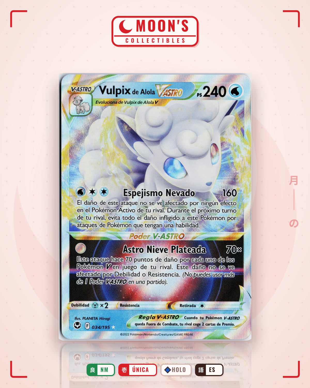 Carta Pokémon Alolan Vulpix VSTAR · Silver Tempest #034/195 (NM) — pieza única en Moon's Collectibles México