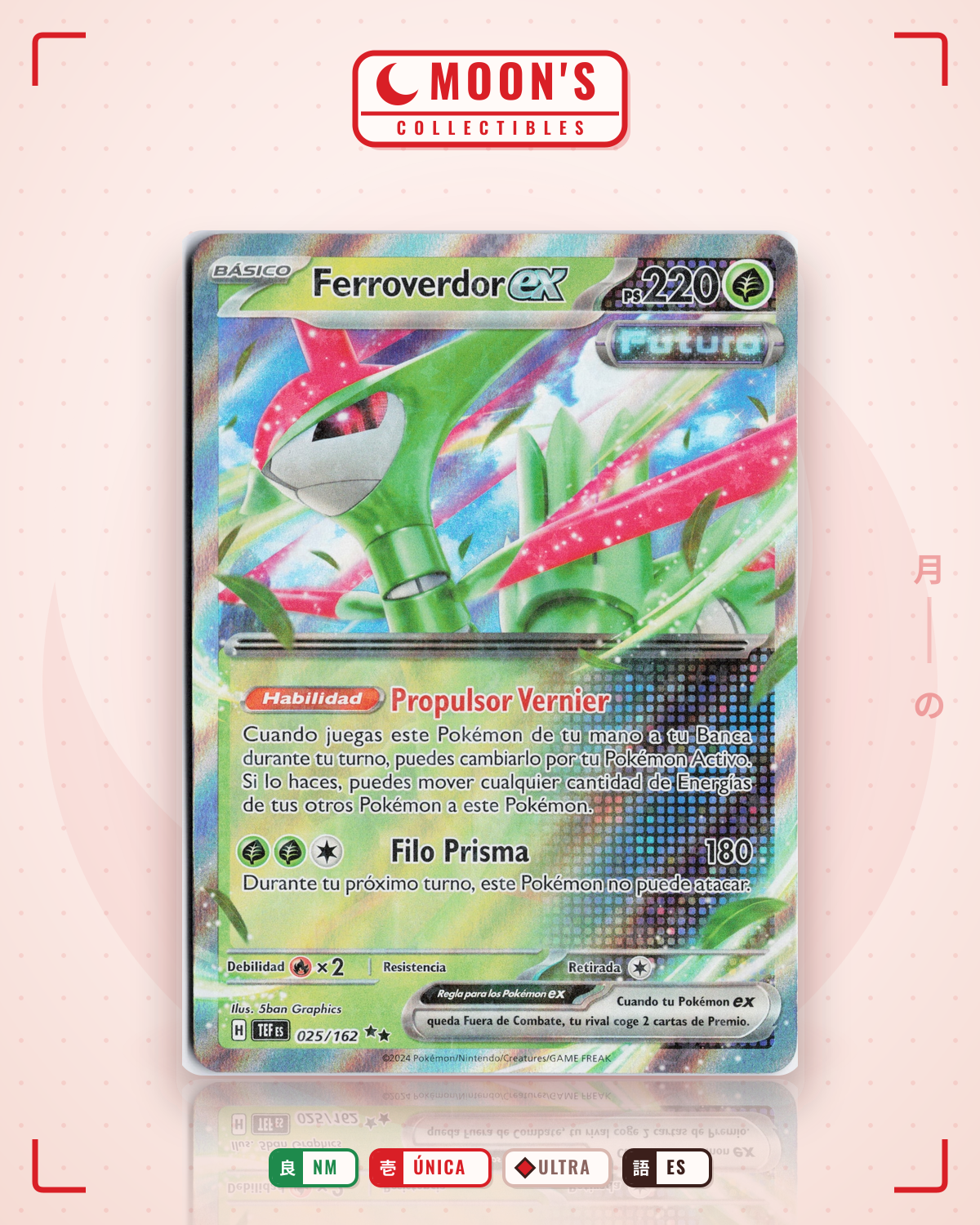 Carta Pokémon Iron Leaves ex · Temporal Forces #025/162 (NM) — pieza única en Moon's Collectibles México