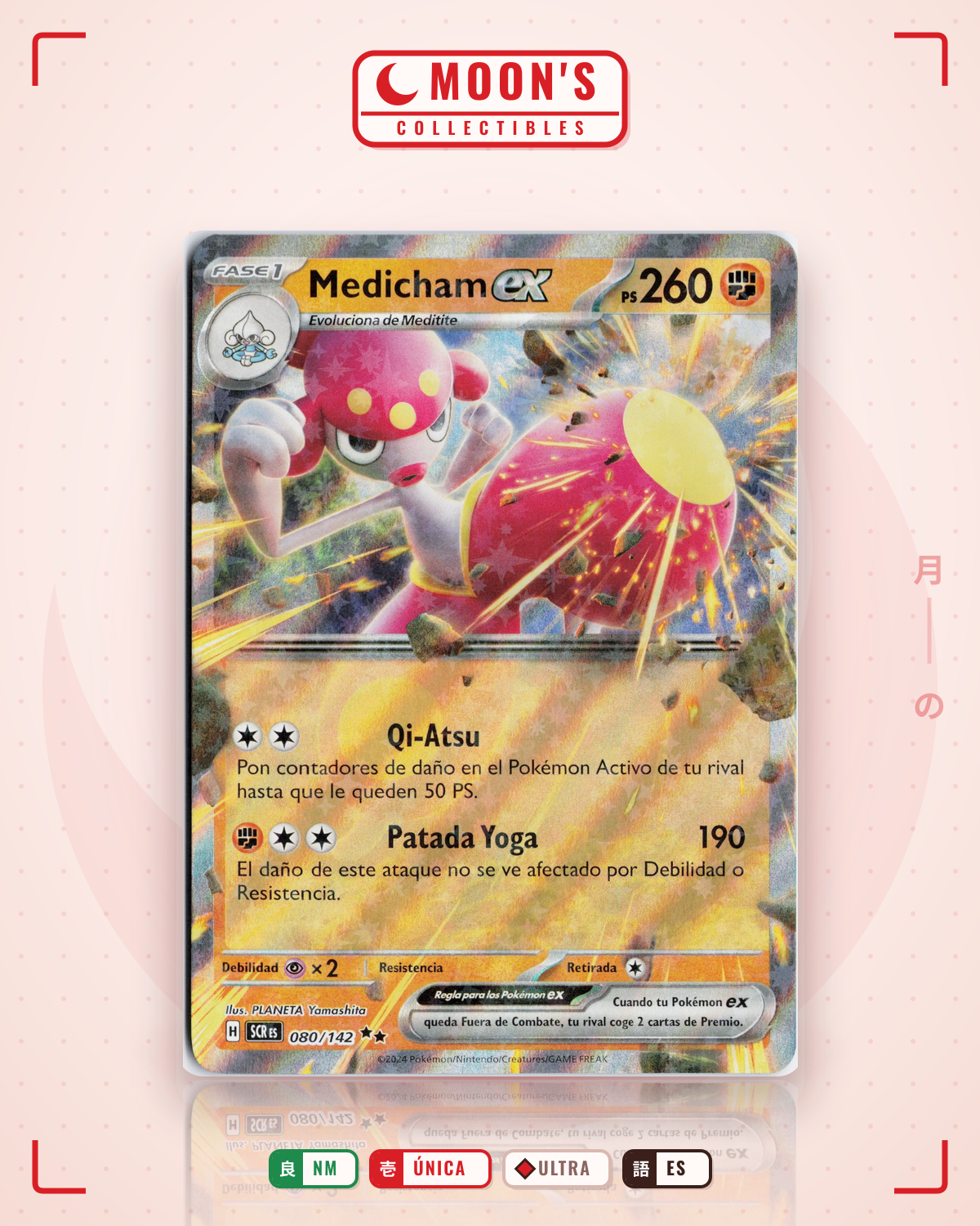 Carta Pokémon Medicham ex · Stellar Crown #080/142 (NM) — pieza única en Moon's Collectibles México