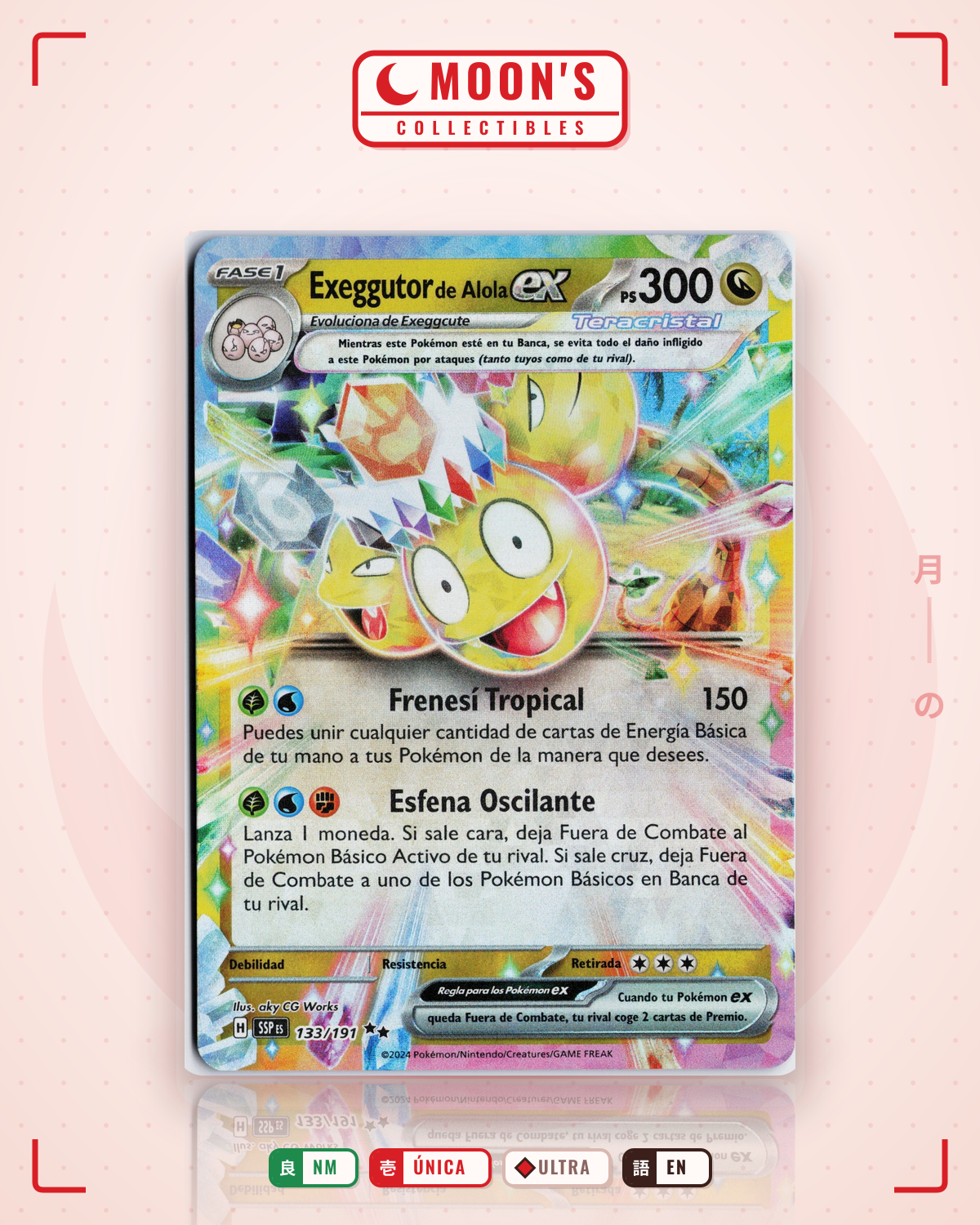 Carta Pokémon Alolan Exeggutor ex · Surging Sparks #133/191 (NM) — pieza única en Moon's Collectibles México