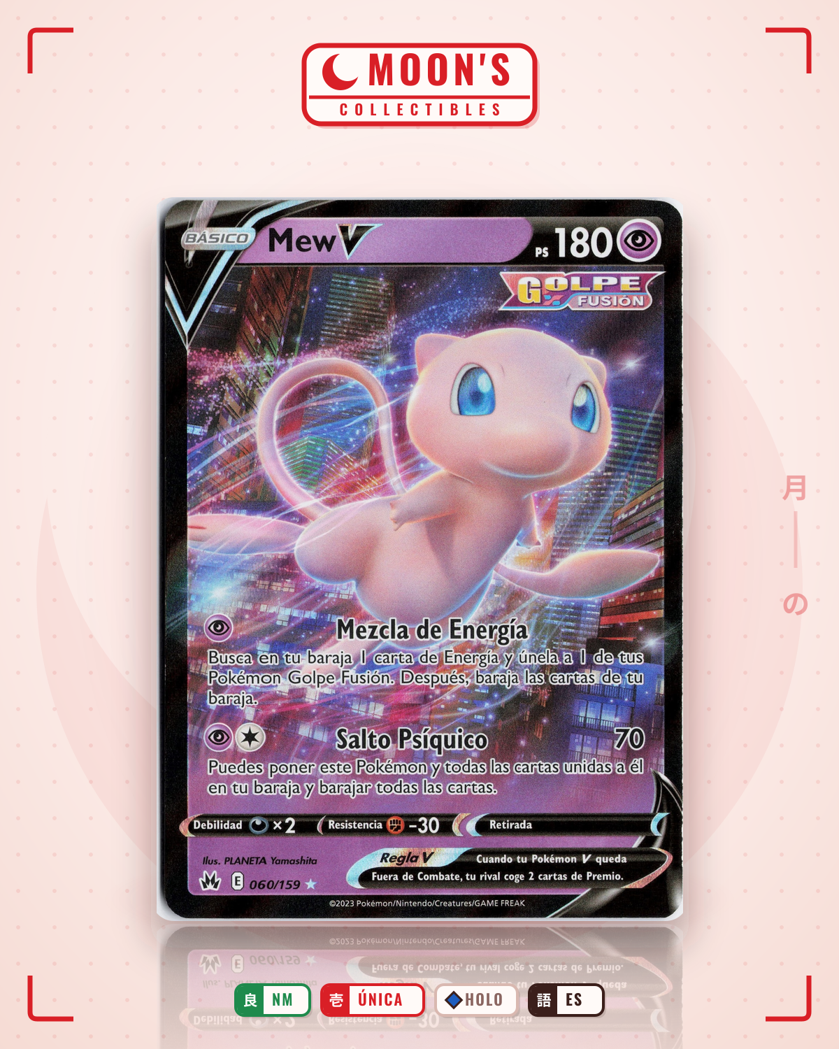 Carta Pokémon Mew V · Crown Zenith #060/159 (NM) — pieza única en Moon's Collectibles México