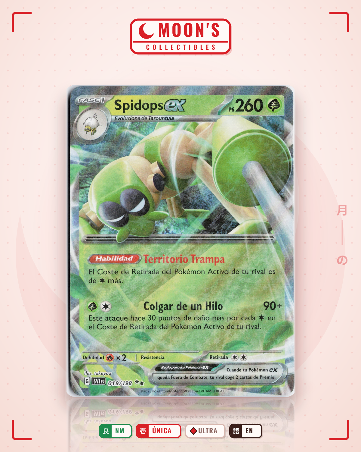 Carta Pokémon Spidops ex · Scarlet & Violet #019/198 (NM) — pieza única en Moon's Collectibles México