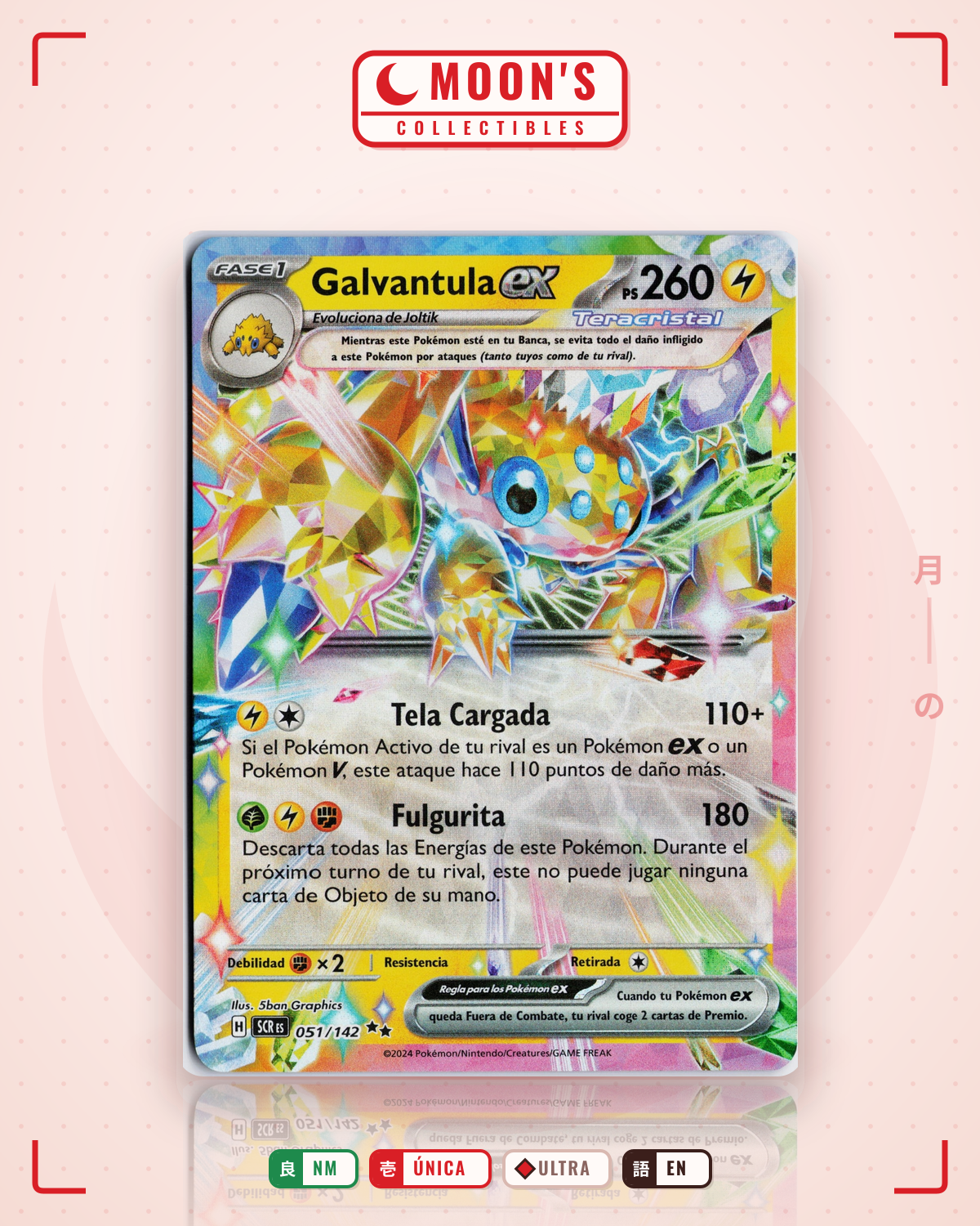 Carta Pokémon Galvantula ex · Stellar Crown #051/142 (NM) — pieza única en Moon's Collectibles México