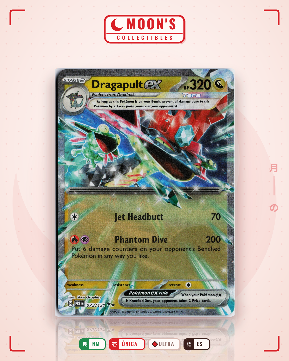 Carta Pokémon Dragapult ex · Prismatic Evolutions #073/131 (NM) — pieza única en Moon's Collectibles México