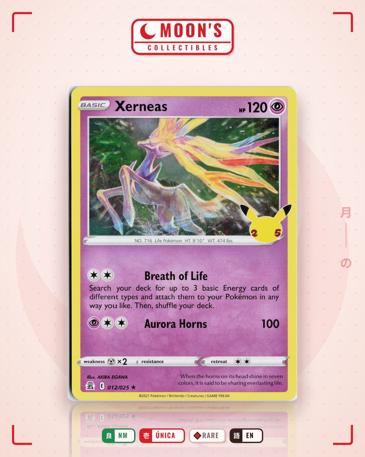 Carta Pokémon Xerneas · Celebrations #12 (NM) — pieza única en Moon's Collectibles México