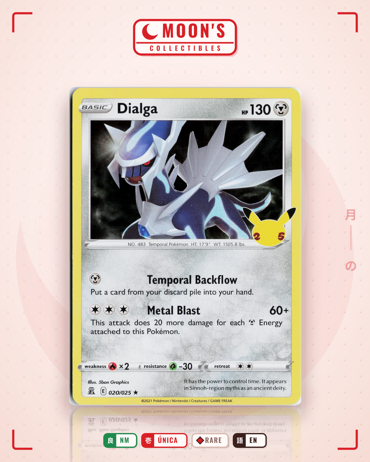 Carta Pokémon Dialga · Celebrations #20 (NM) — pieza única en Moon's Collectibles México