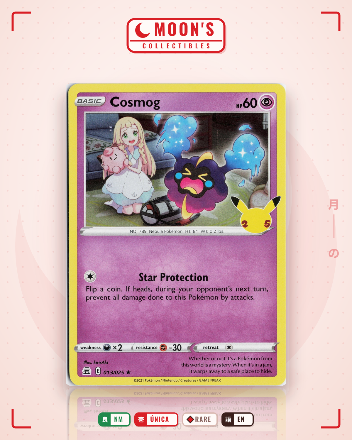 Carta Pokémon Cosmog · Celebrations #13 (NM) — pieza única en Moon's Collectibles México