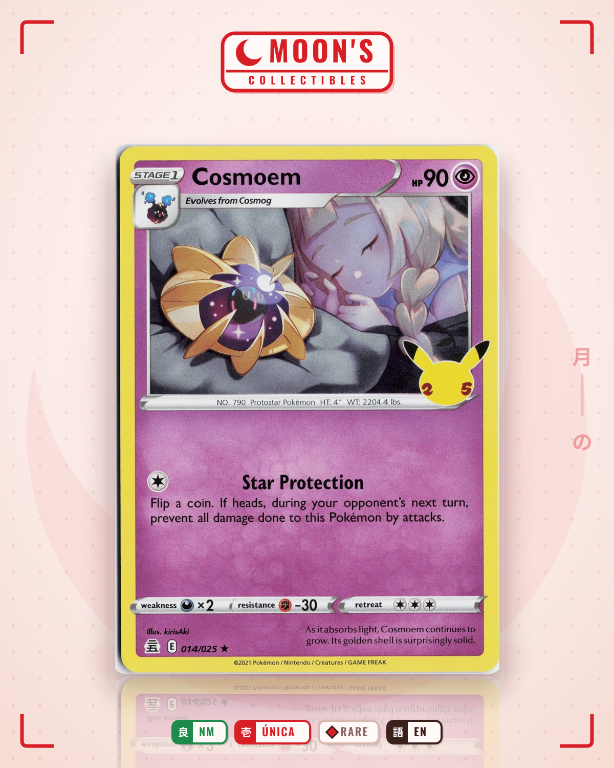 Carta Pokémon Cosmoem · Celebrations #14 (NM) — pieza única en Moon's Collectibles México
