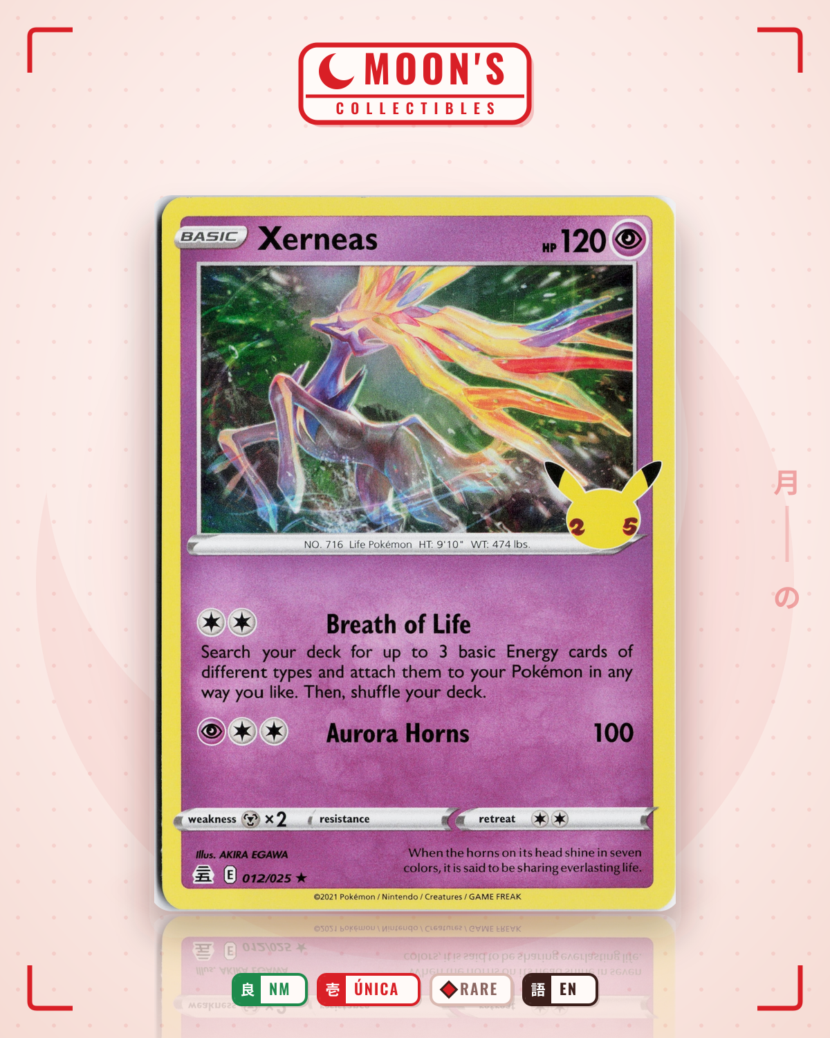 Carta Pokémon Xerneas · Celebrations #12 (NM) — pieza única en Moon's Collectibles México