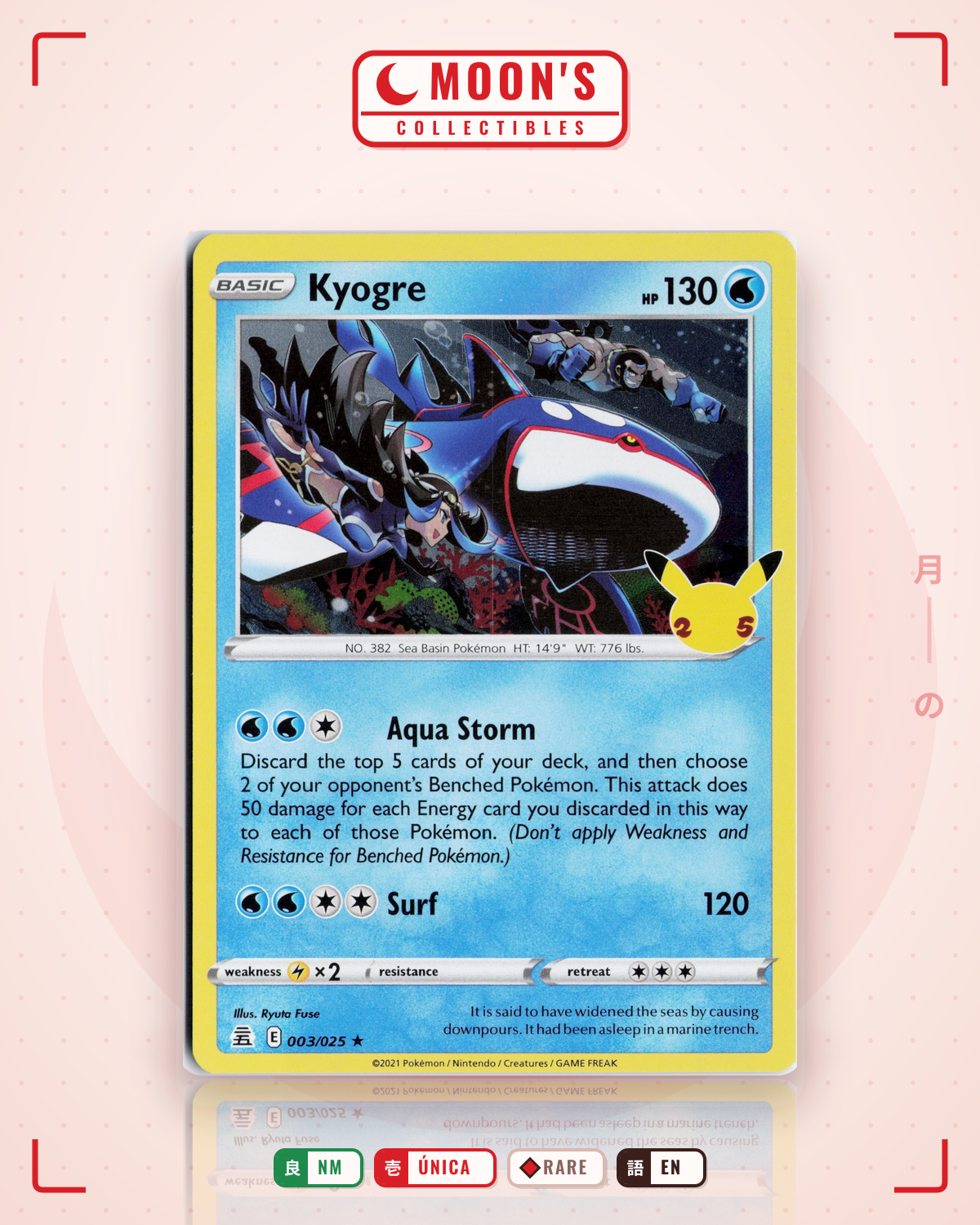 Carta Pokémon Kyogre · Celebrations #3 (NM) — pieza única en Moon's Collectibles México