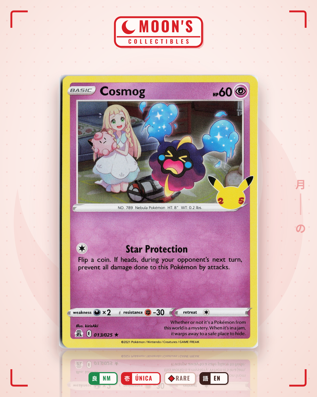 Carta Pokémon Cosmog · Celebrations #13 (NM) — pieza única en Moon's Collectibles México