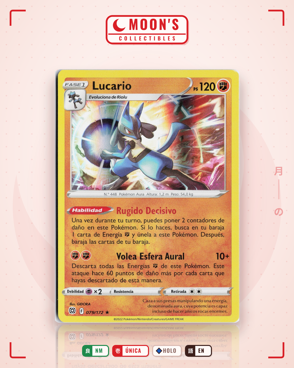 Carta Pokémon Lucario · Brilliant Stars #079/172 (NM) — pieza única en Moon's Collectibles México