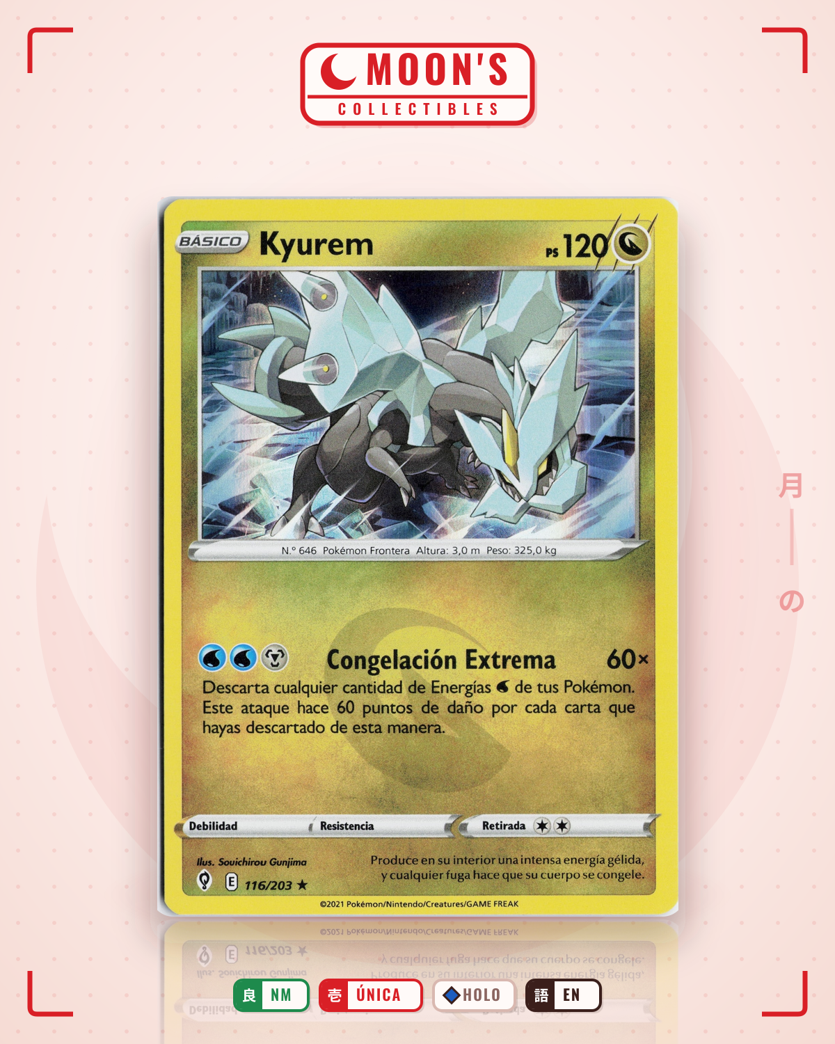 Carta Pokémon Kyurem · Evolving Skies #116/203 (NM) — pieza única en Moon's Collectibles México
