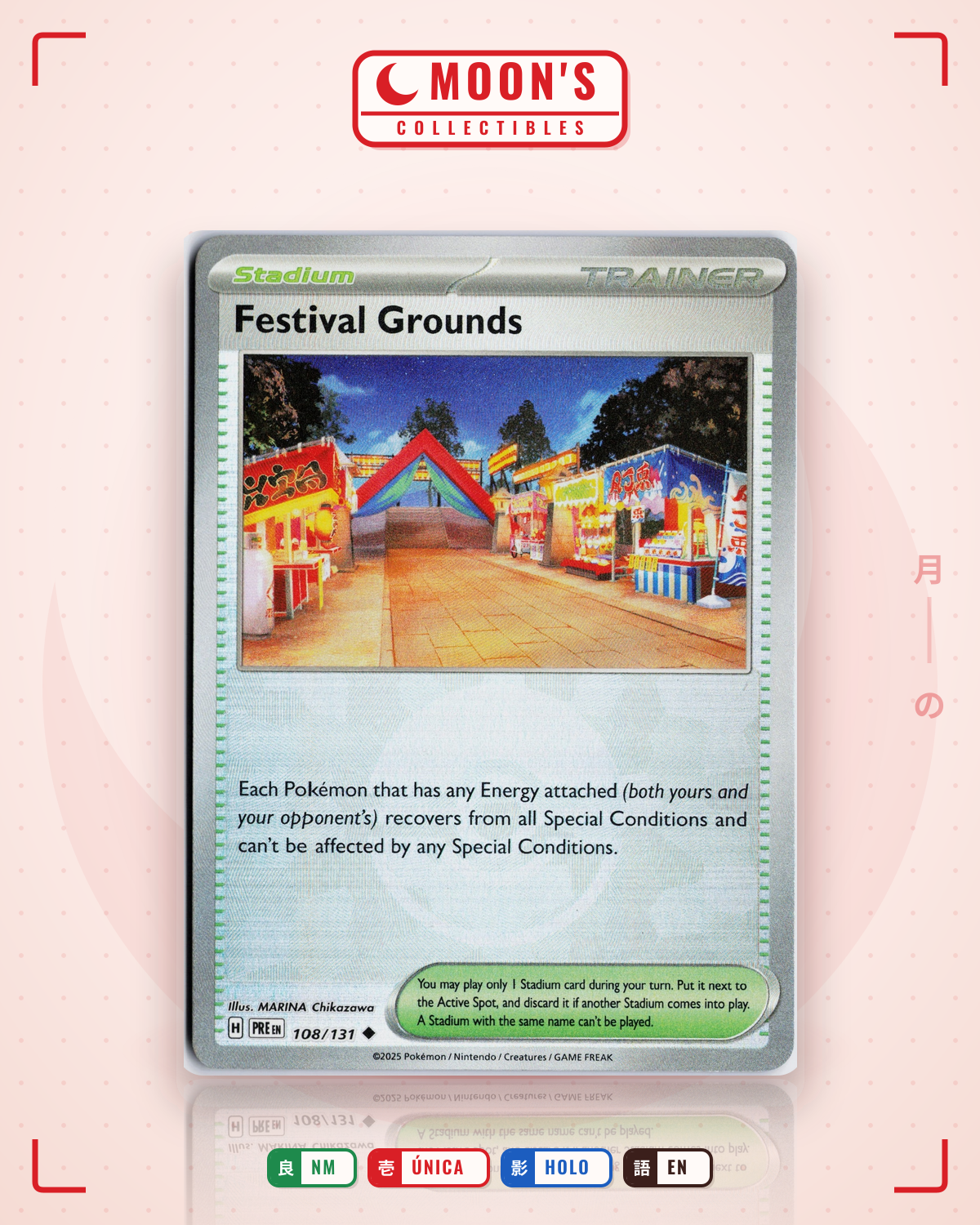 Carta Pokémon Festival Grounds · Prismatic Evolutions #108/131 (NM) — pieza única en Moon's Collectibles México