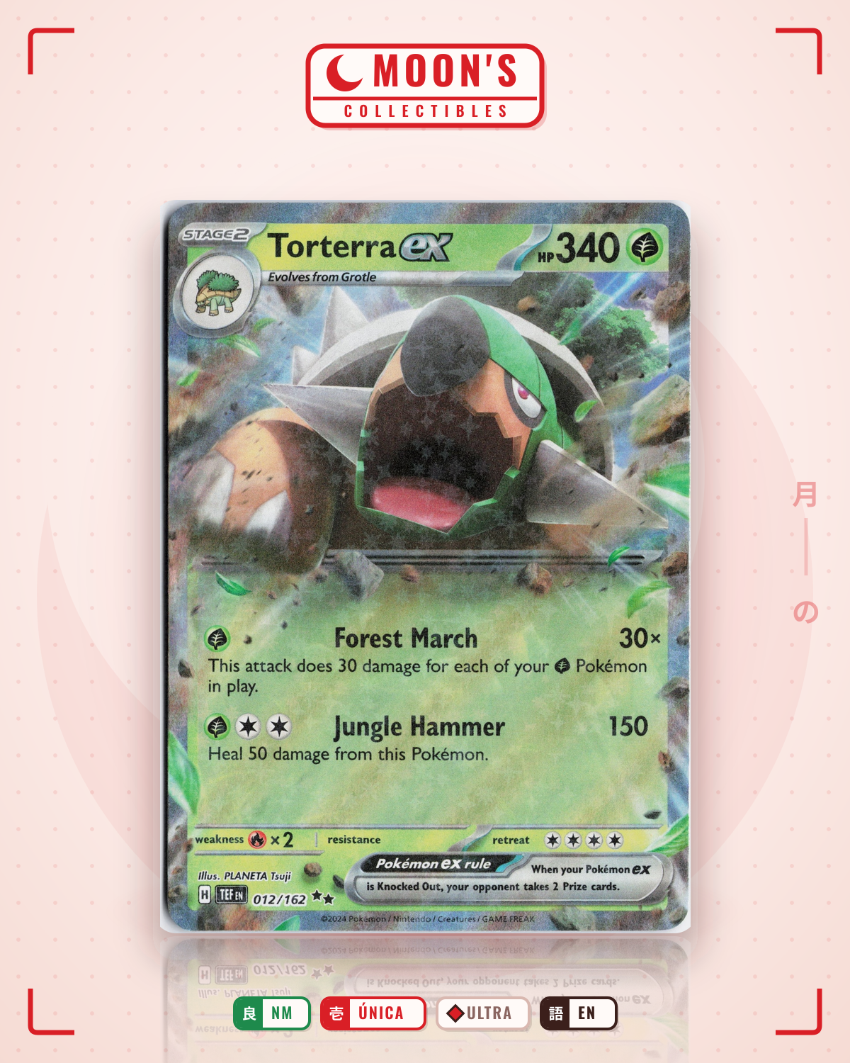 Carta Pokémon Torterra ex · Temporal Forces #012/162 (NM) — pieza única en Moon's Collectibles México
