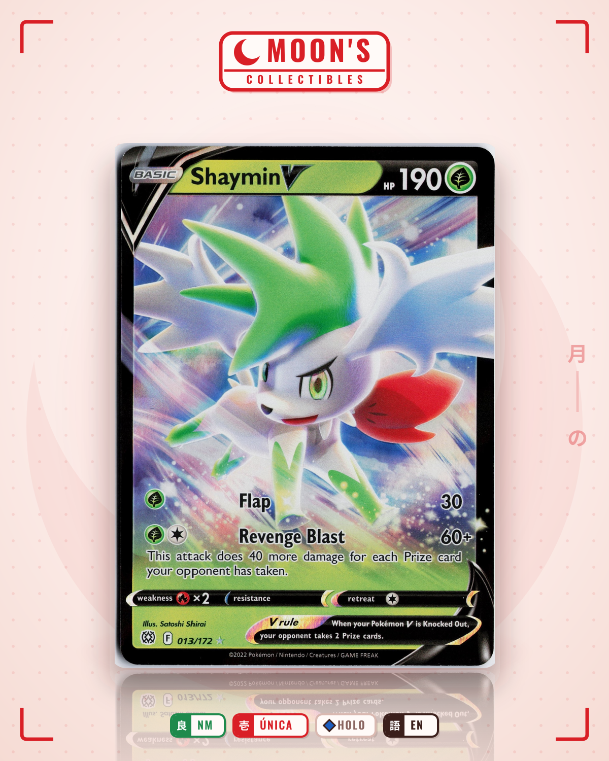 Carta Pokémon Shaymin V · Brilliant Stars #013/172 (NM) — pieza única en Moon's Collectibles México