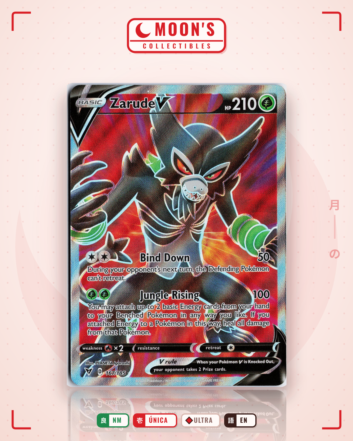 Carta Pokémon Zarude V · Vivid Voltage #167/185 (NM) — pieza única en Moon's Collectibles México