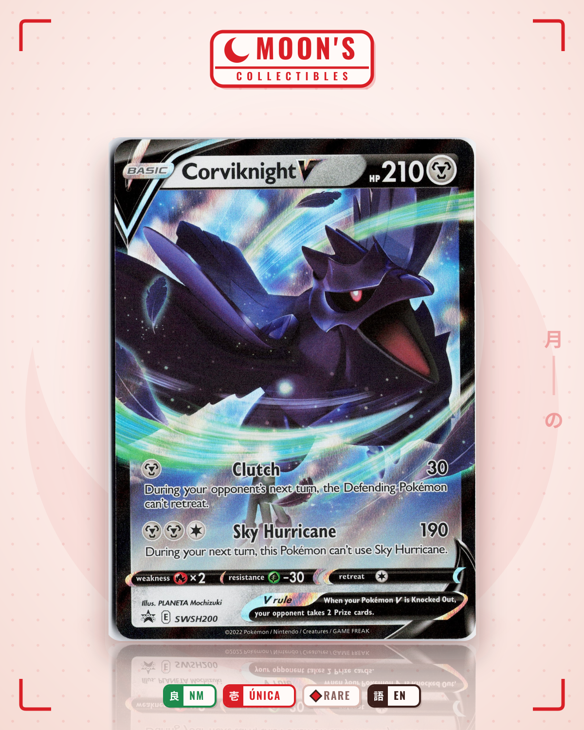 Carta Pokémon Corviknight V · SWSH Black Star Promos #SWSH200 (NM) — pieza única en Moon's Collectibles México