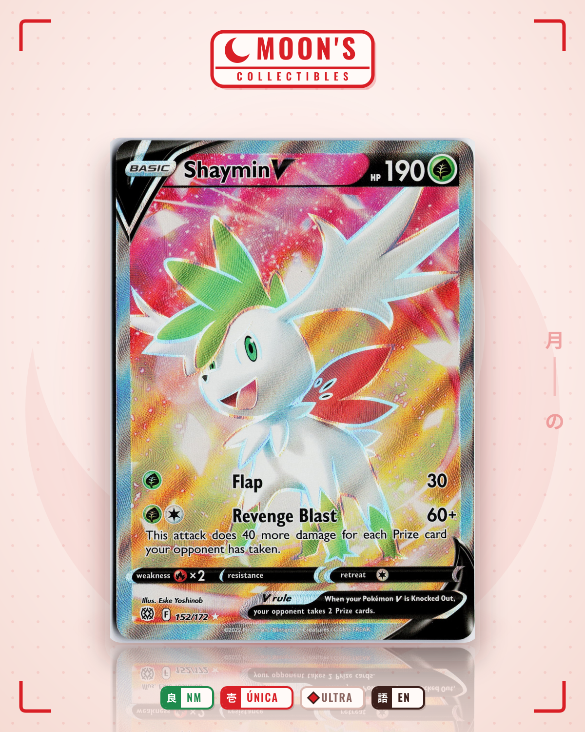 Carta Pokémon Shaymin V · Brilliant Stars #152/172 (NM) — pieza única en Moon's Collectibles México