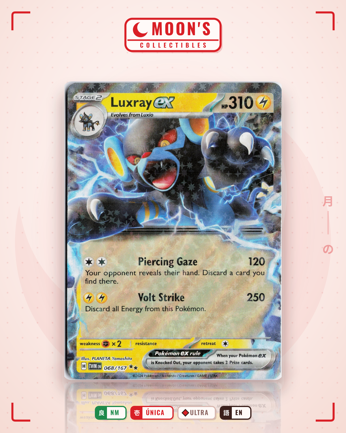 Carta Pokémon Luxray ex · Twilight Masquerade #068/167 (NM) — pieza única en Moon's Collectibles México