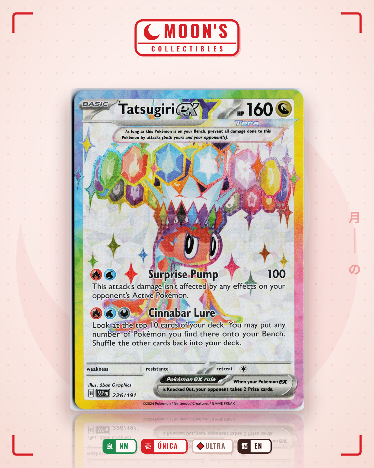 Carta Pokémon Tatsugiri ex · Surging Sparks #226/191 (NM) — pieza única en Moon's Collectibles México