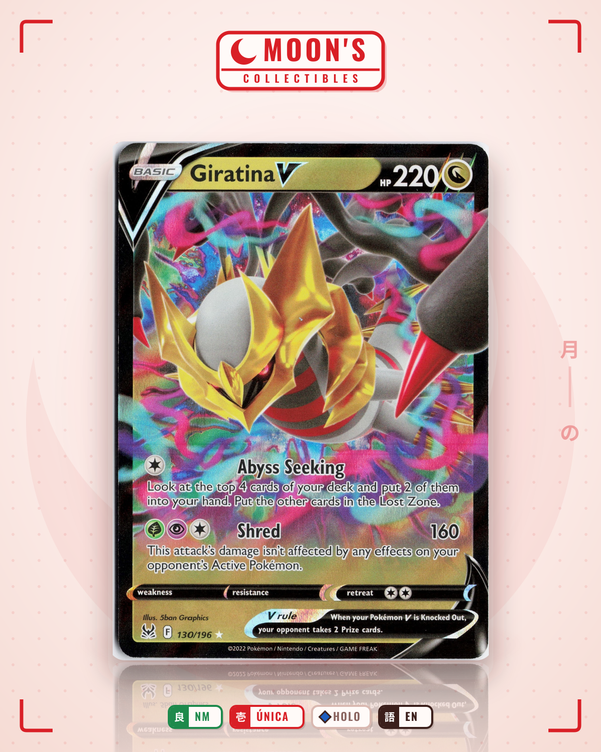 Carta Pokémon Giratina V · Lost Origin #130/196 (NM) — pieza única en Moon's Collectibles México